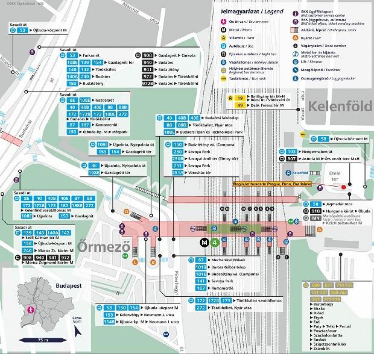 نقشه از بوداپست kelenfoe ایستگاه