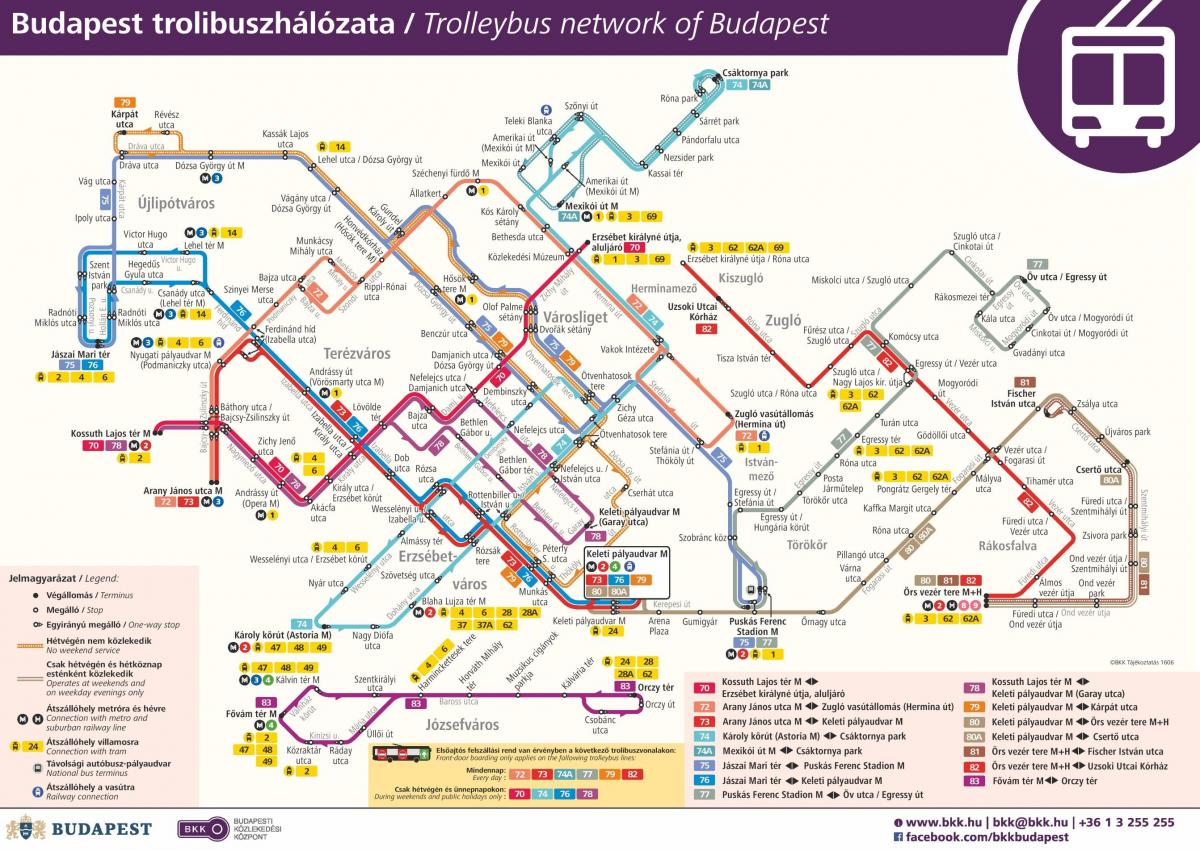 نقشه از بوداپست اتوبوس برقی