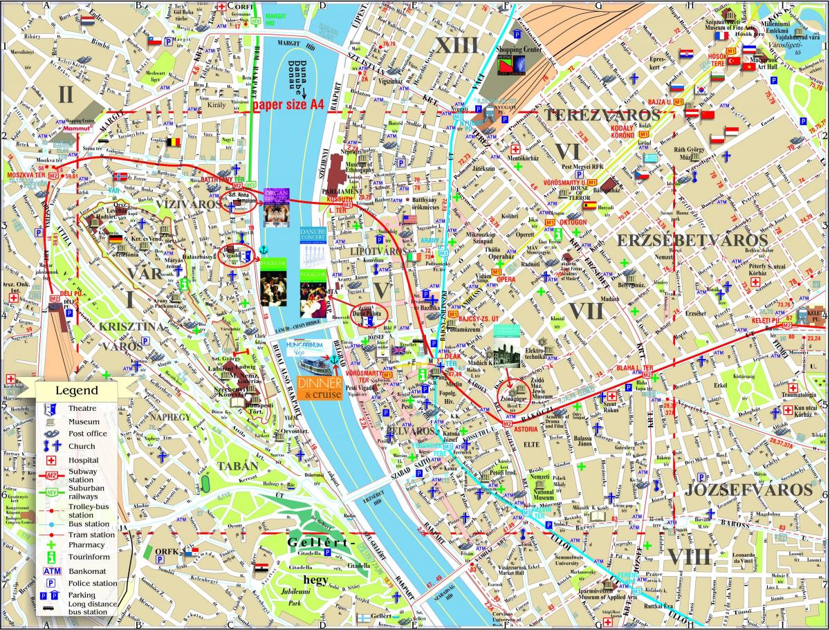 بوداپست نقشه شهر با جاذبه های