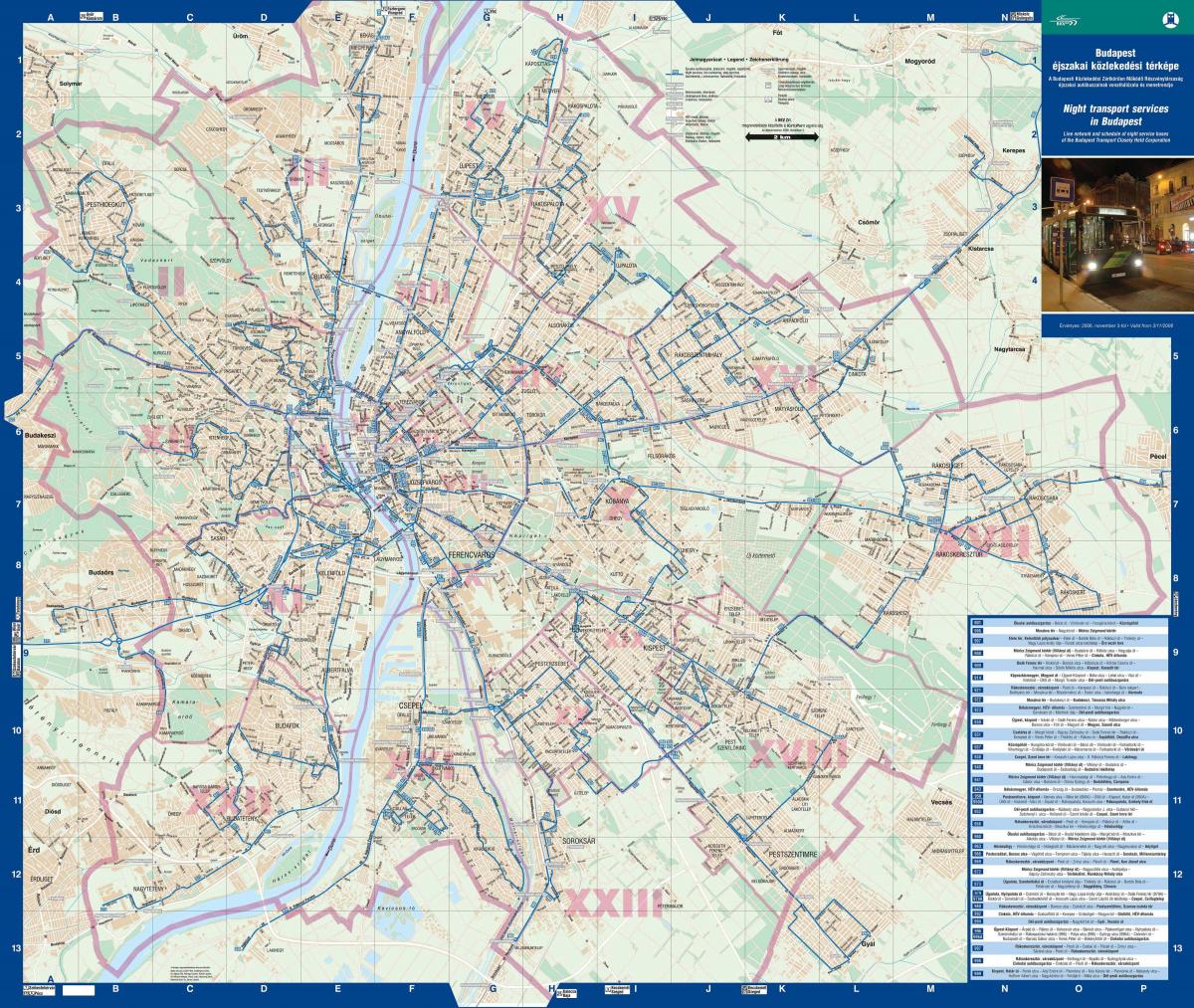 بوداپست اتوبوس شب نقشه