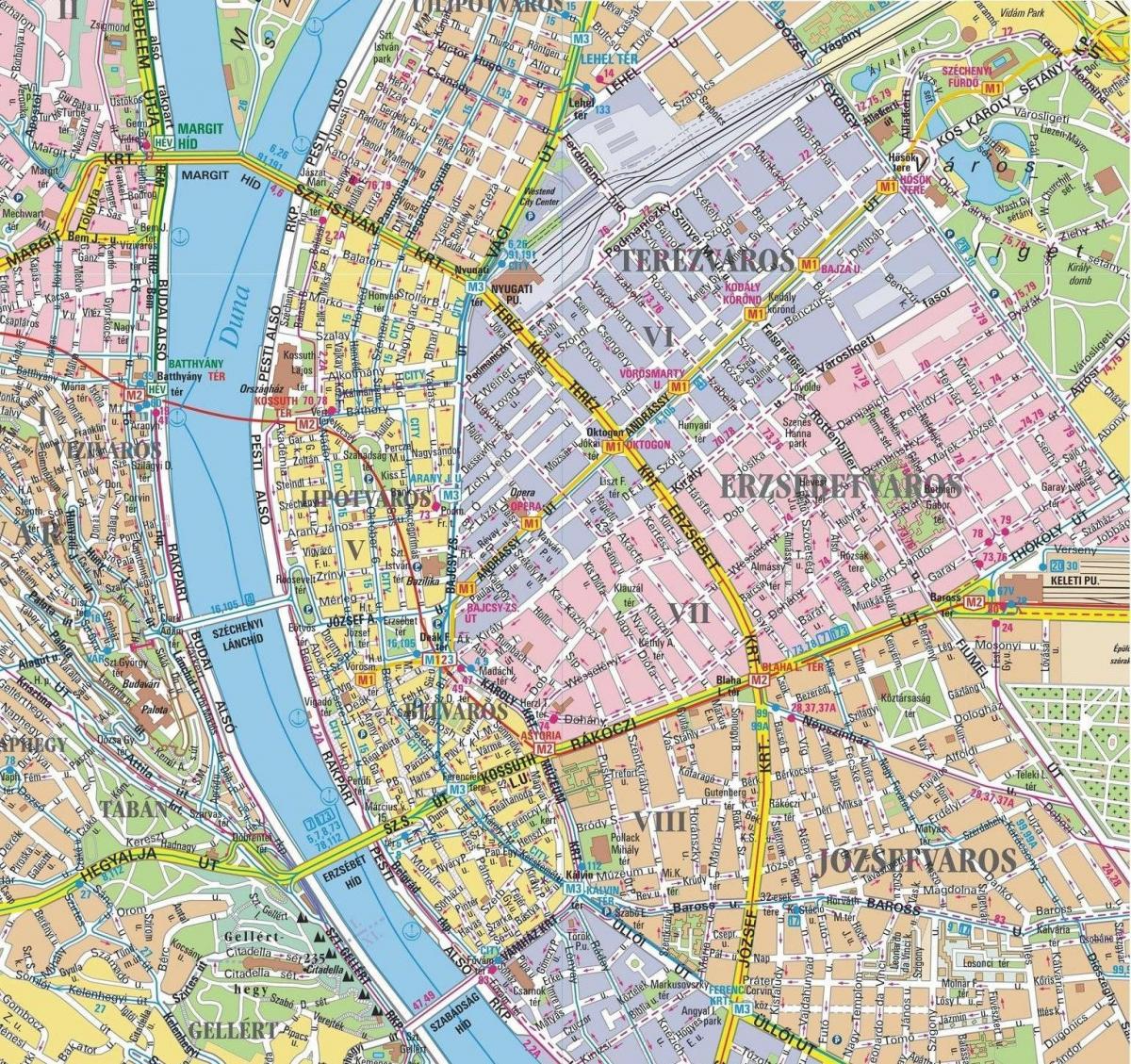 نقشه از مناطق در بوداپست