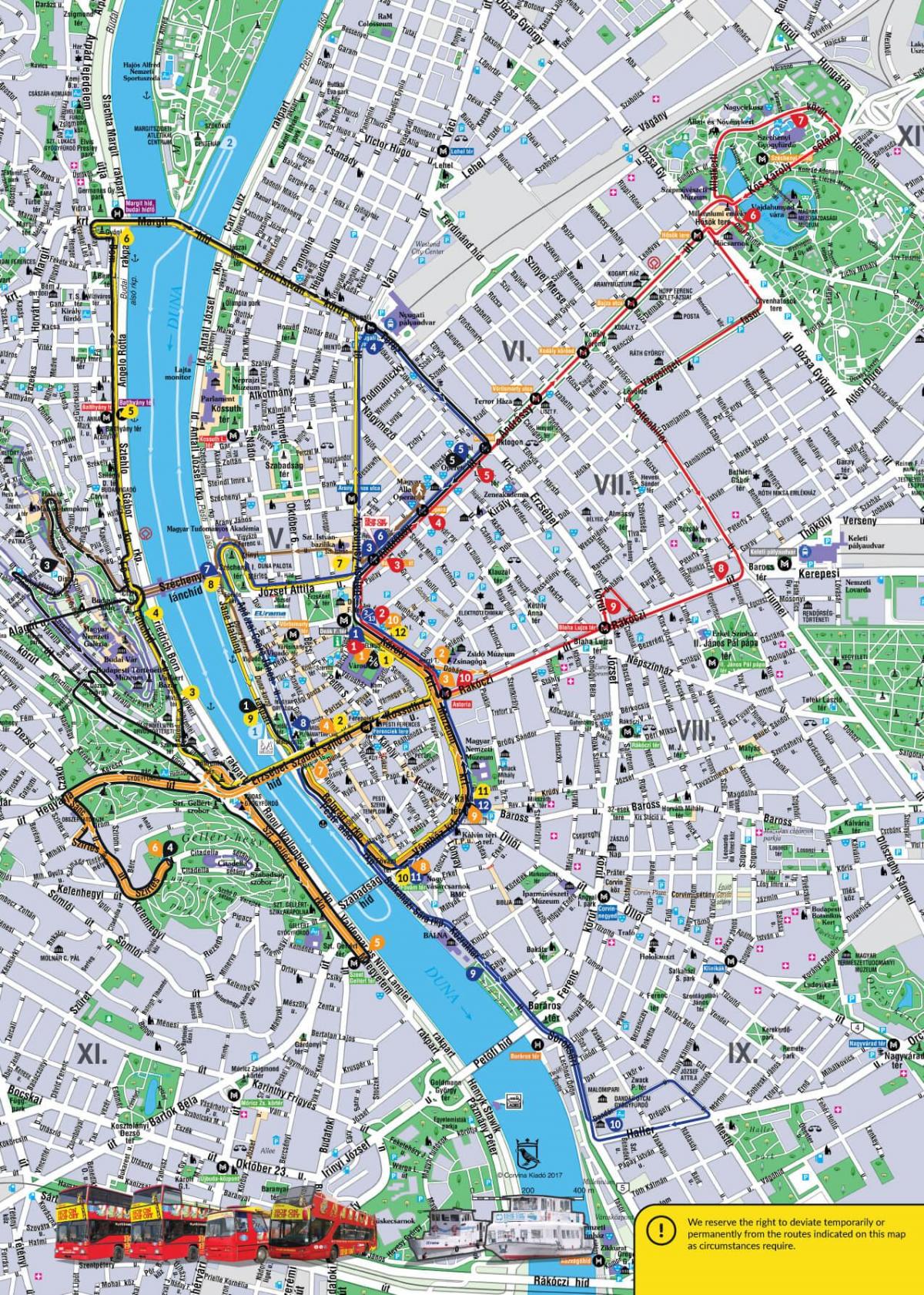 بوداپست هاپ در هاپ خاموش اتوبوس نقشه